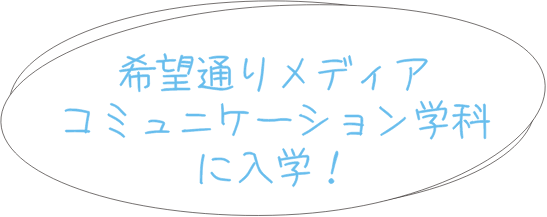 希望通りメディアコミュニケーション学科に入学！