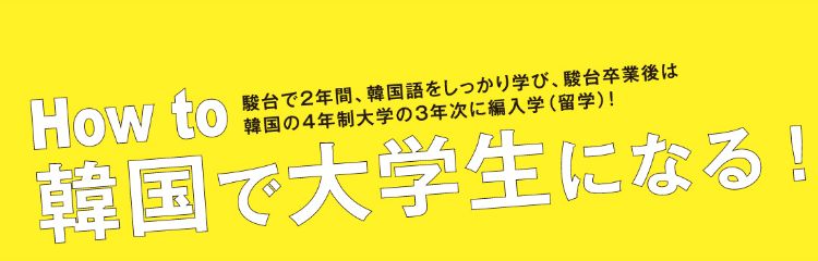 How to 韓国で大学生になる！　駿台での2年間、韓国語をしっかり学び、駿台卒業後は韓国の4年制大学の3年次に編入学（留学）！