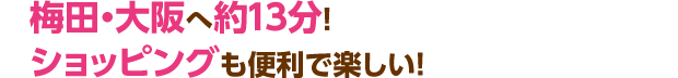 梅田・大阪へ約13分！ショッピングも便利で楽しい！